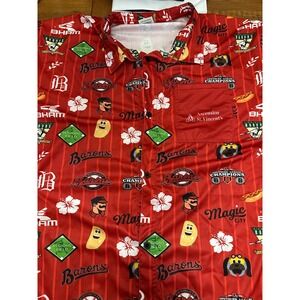 destroyer‎ rocks birmingham barons aop red short sleeve button up xl